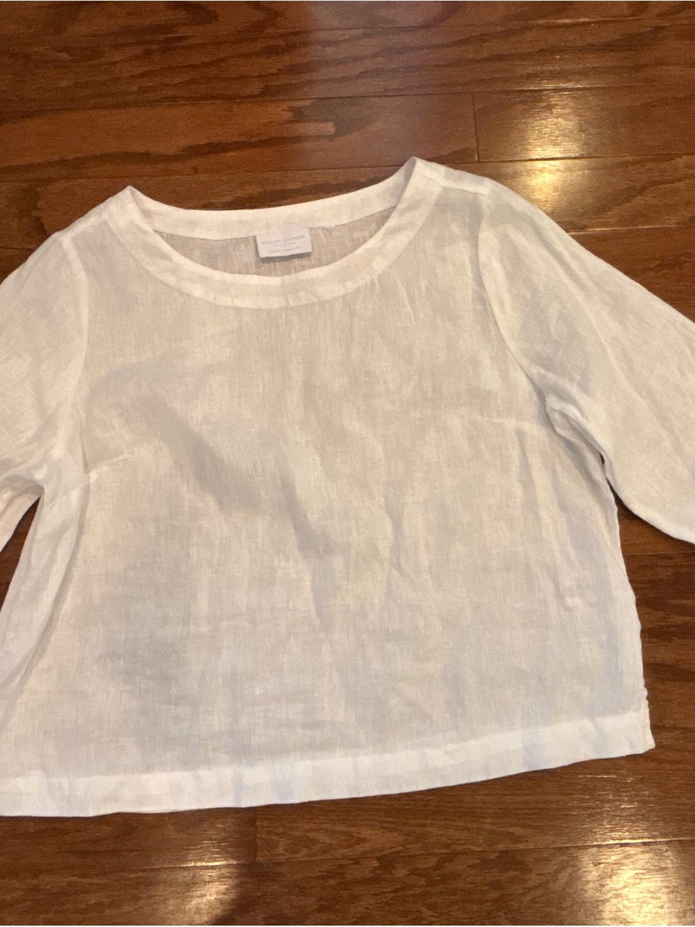 Martha Stewart White Linen Scoop-Neck Tunic